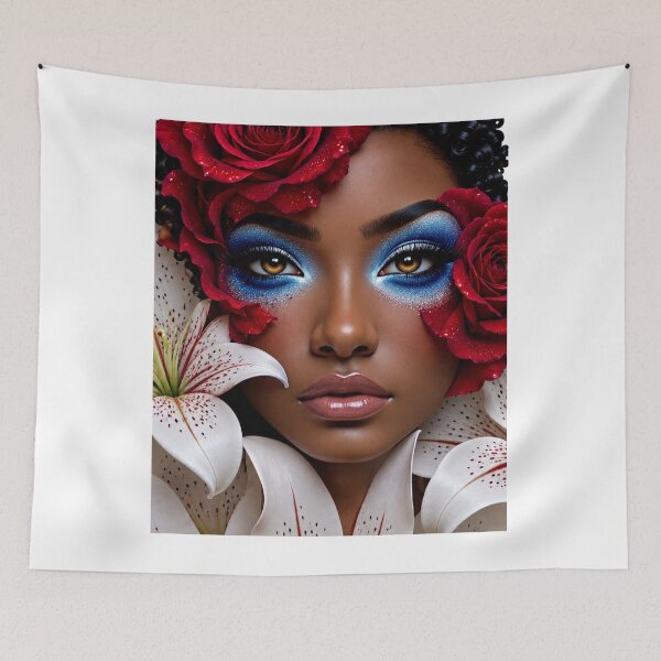 Item preview, Red Rose Beauty Portrait with Blue Makeup  designed and sold by LC&LCPlatform.