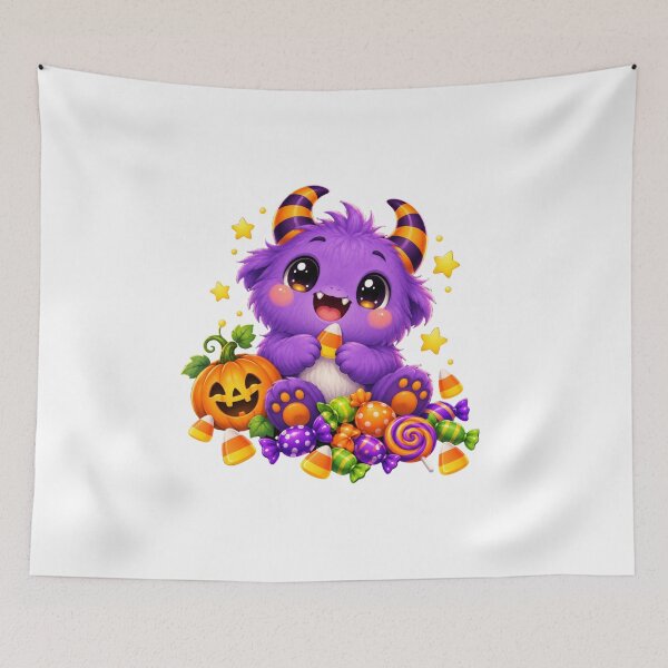 Item preview, Cute Purple Halloween Monster with Candy designed and sold by MySthore.