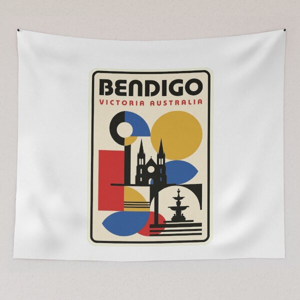 Item preview, Retro Bendigo Bauhaus Geometric Skyline designed and sold by k3rstman1.