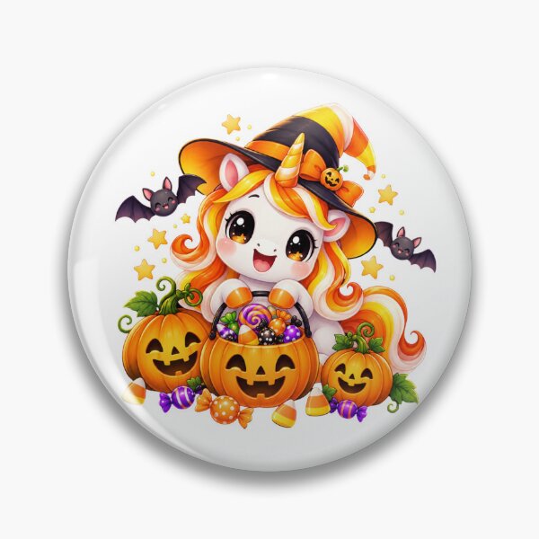 Item preview, Cute Halloween Unicorn Witch with Pumpkins and Candy designed and sold by MySthore.