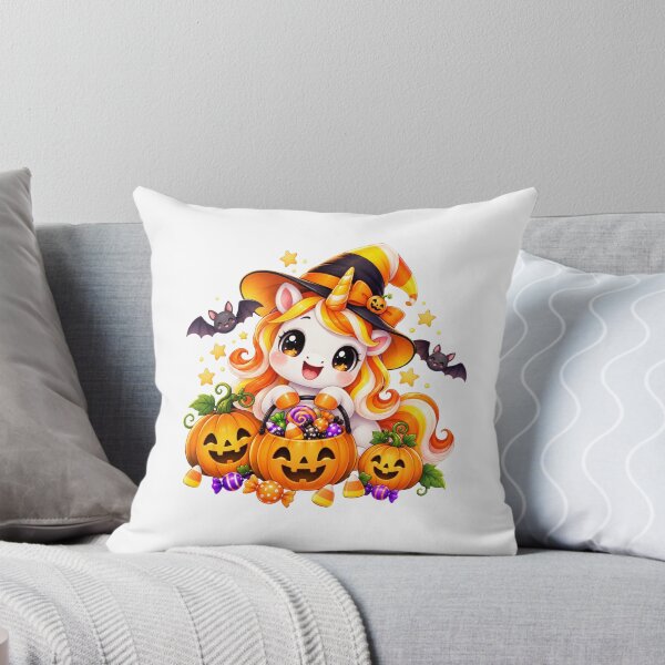 Item preview, Cute Halloween Unicorn Witch with Pumpkins and Candy designed and sold by MySthore.