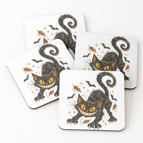 Item preview, Grinning Black Cat – Vintage Halloween Night Art designed and sold by WolfmanProphecy.