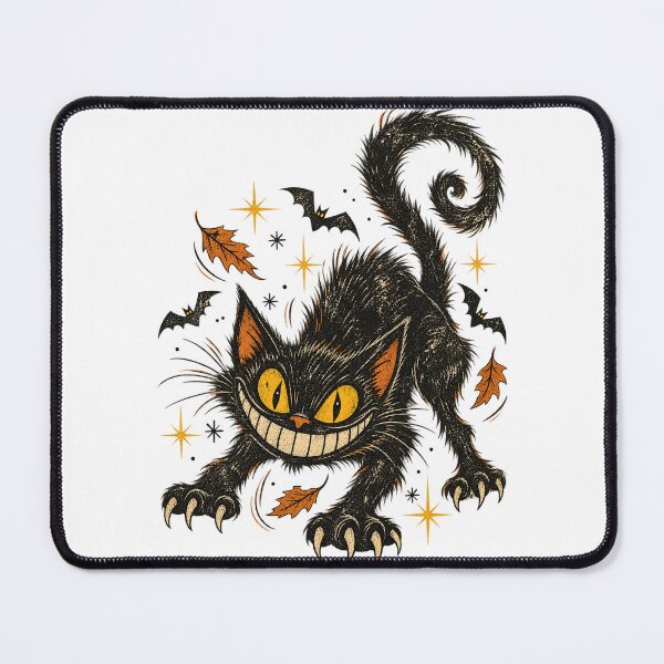 Item preview, Grinning Black Cat – Vintage Halloween Night Art designed and sold by WolfmanProphecy.