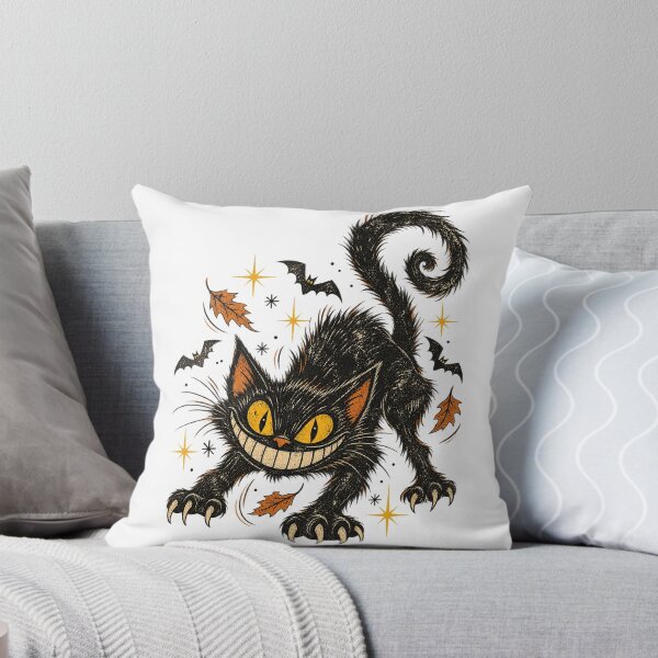 Item preview, Grinning Black Cat – Vintage Halloween Night Art designed and sold by WolfmanProphecy.