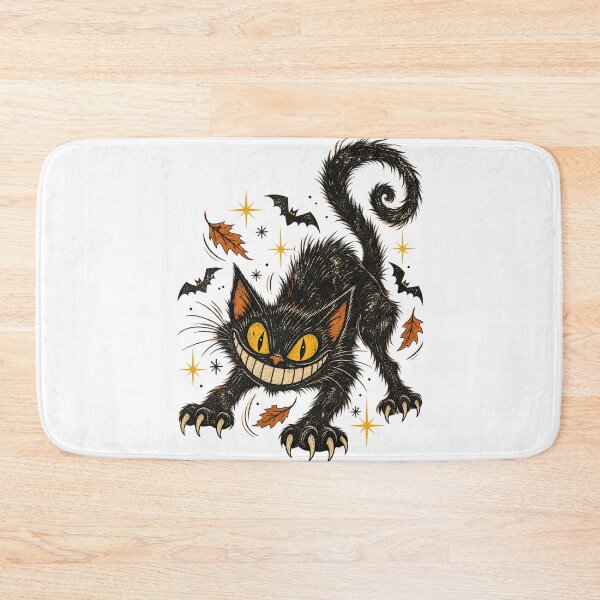 Item preview, Grinning Black Cat – Vintage Halloween Night Art designed and sold by WolfmanProphecy.
