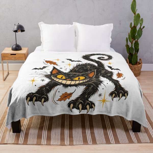Item preview, Grinning Black Cat – Vintage Halloween Night Art designed and sold by WolfmanProphecy.