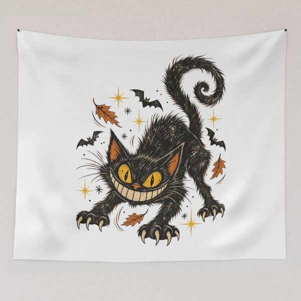 Item preview, Grinning Black Cat – Vintage Halloween Night Art designed and sold by WolfmanProphecy.