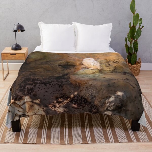 Item preview, Majestic Snowy Owl Perched in Sunlit Rocky Cave designed and sold by ArtworkNorth.
