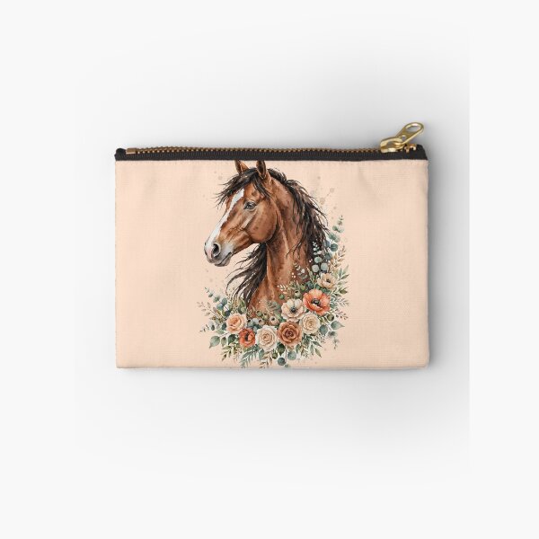 Item preview, Brown Horse Watercolor Floral Botanical Equestrian Art Design designed and sold by Vibe-Vary.