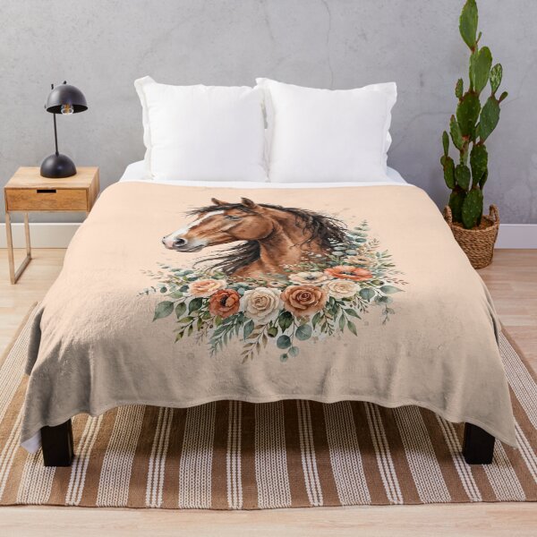 Item preview, Brown Horse Watercolor Floral Botanical Equestrian Art Design designed and sold by Vibe-Vary.