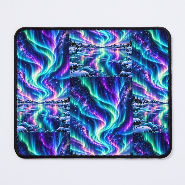 Item preview, Northern Lights – Colorful Aurora + Snowy Mountain Reflection Pattern designed and sold by FaithArt777.