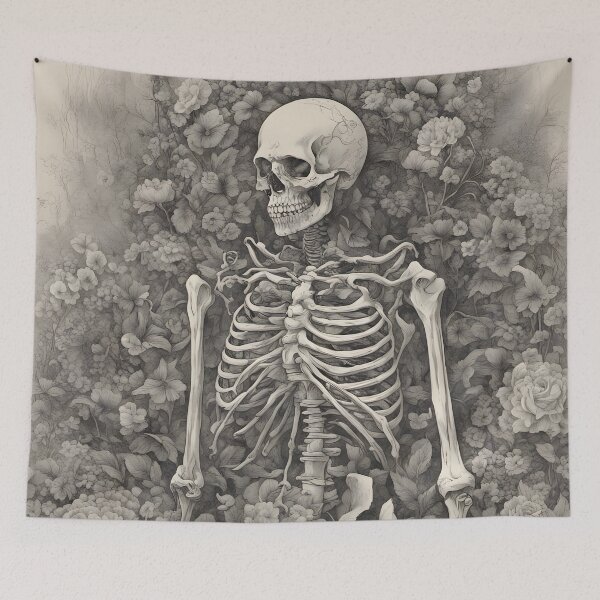 Item preview, Vintage Botanical Skeleton Floral Garden Pencil Sketch designed and sold by Uniquely Yours.