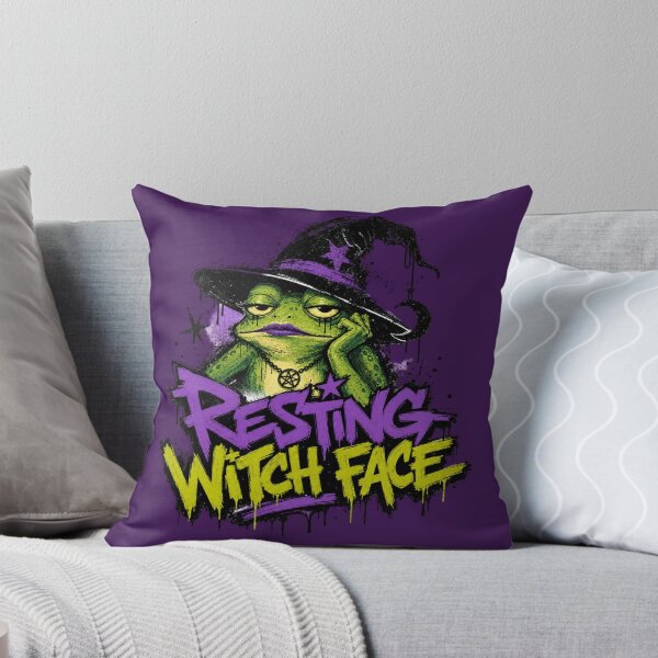 Item preview, Resting Witch Face Frog Halloween T-Shirt | Funny Sarcastic Witchy Toad Neon Purple Green Graffiti Spooky Season Gift designed and sold by illeN-Art-World.