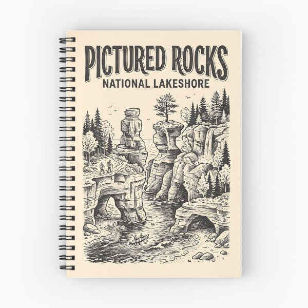 Item preview, Pictured Rocks National Lakeshore Vintage Travel Poster designed and sold by Wild Places Paper Co..