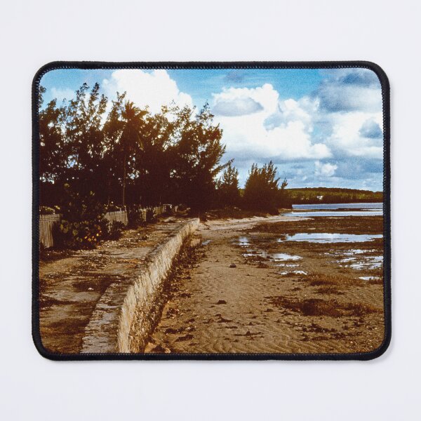 Item preview, Caribbean Coastal Scene, Concrete Seawall, Weathered Wooden Fence, c. 1960 designed and sold by AMacGPhilly.