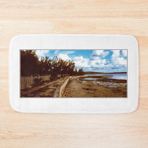 Item preview, Caribbean Coastal Scene, Concrete Seawall, Weathered Wooden Fence, c. 1960 designed and sold by AMacGPhilly.