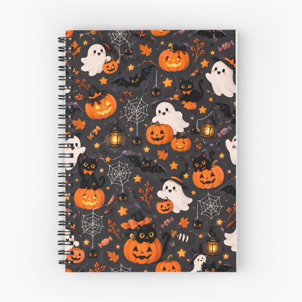 Item preview, Cute Halloween Ghosts Black Cats & Pumpkins Pattern designed and sold by ManJiangHong.