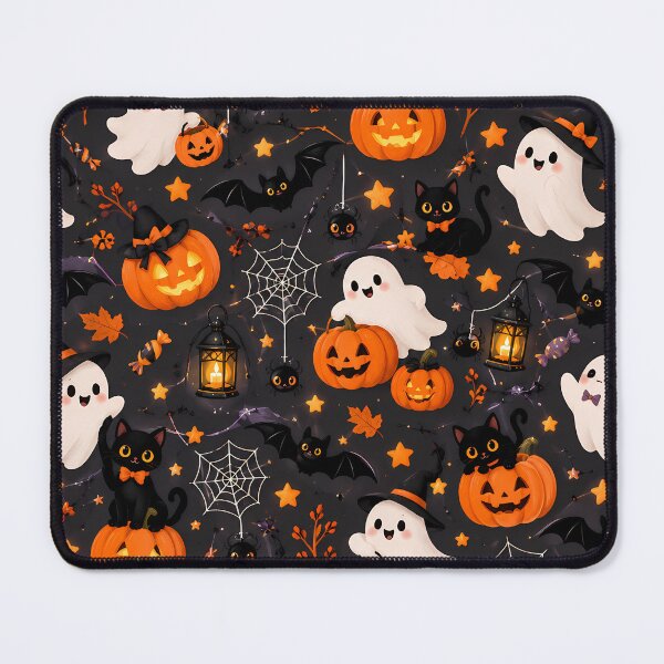 Item preview, Cute Halloween Ghosts Black Cats & Pumpkins Pattern designed and sold by ManJiangHong.