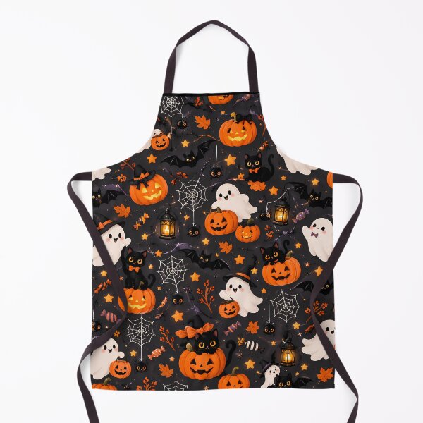 Item preview, Cute Halloween Ghosts Black Cats & Pumpkins Pattern designed and sold by ManJiangHong.