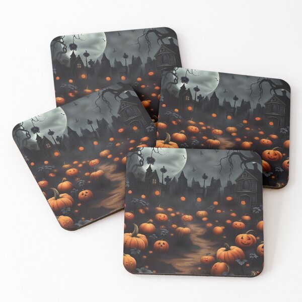 Item preview, Full Moon Pumpkin Patch Spooky Haunted Village Path designed and sold by Uniquely Yours.