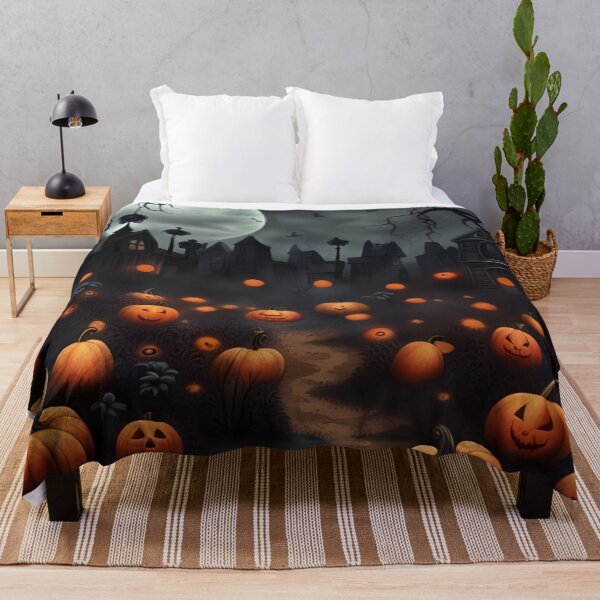 Item preview, Full Moon Pumpkin Patch Spooky Haunted Village Path designed and sold by Uniquely Yours.