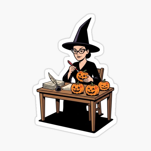 Item preview, Witch Teacher Grading Pumpkins designed and sold by Rare By Hero.