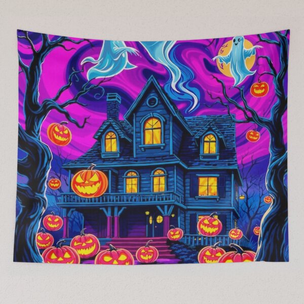 Item preview, Halloween Ghosts Pumpkins Haunted House designed and sold by 1beachbum.