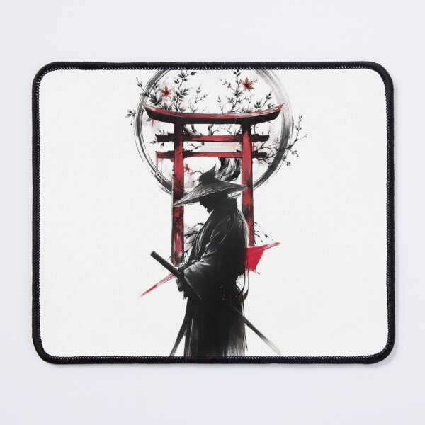 Item preview, Japanese Samurai Torii Gate Red Black Ink Art designed and sold by aloksahu123.