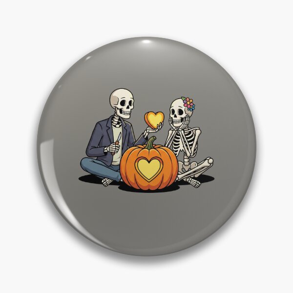 Item preview, Skeleton Couple Carving A Pumpkin Heart designed and sold by Rare By Hero.