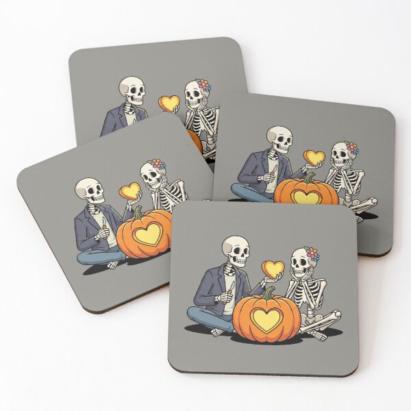 Item preview, Skeleton Couple Carving A Pumpkin Heart designed and sold by Rare By Hero.