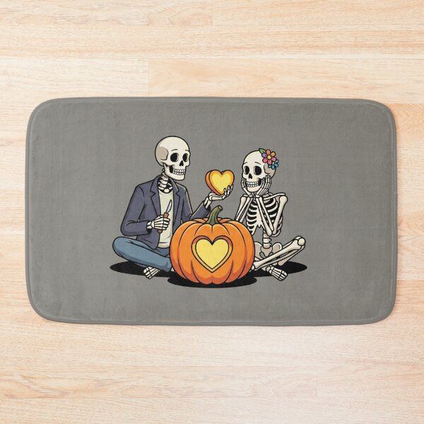 Item preview, Skeleton Couple Carving A Pumpkin Heart designed and sold by Rare By Hero.