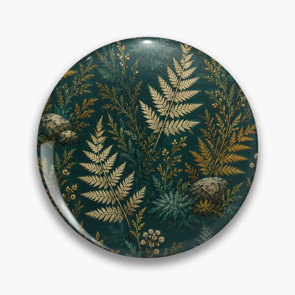 Item preview, Dark Green Botanical Fern Pattern with Gold Foliage designed and sold by aminz4.