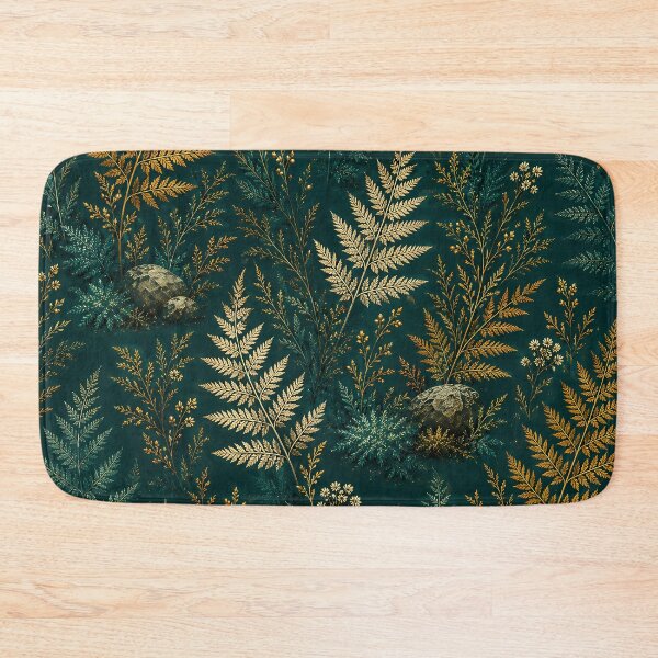 Item preview, Dark Green Botanical Fern Pattern with Gold Foliage designed and sold by aminz4.