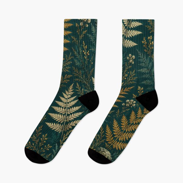 Item preview, Dark Green Botanical Fern Pattern with Gold Foliage designed and sold by aminz4.