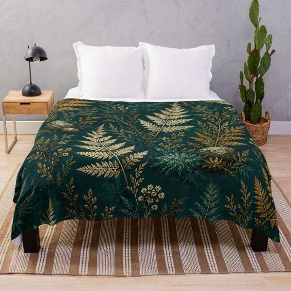 Item preview, Dark Green Botanical Fern Pattern with Gold Foliage designed and sold by aminz4.