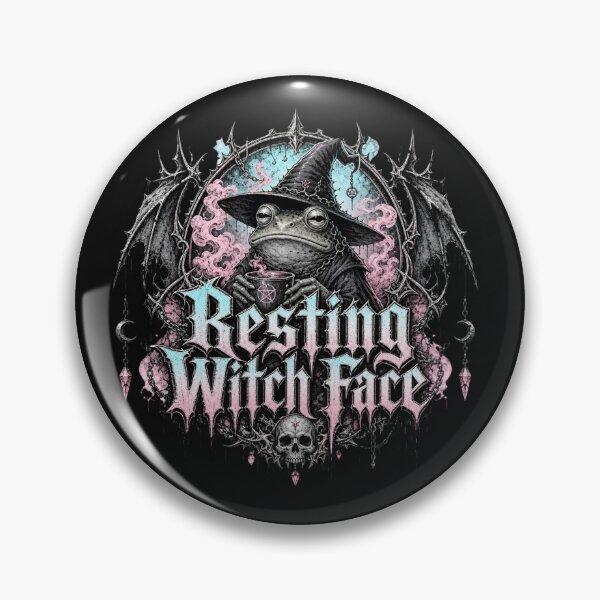 Item preview, Resting Witch Face Gothic Frog T-Shirt | Funny Sarcastic Spooky Witch Toad Bat Wings Skull Dark Metal Art Gift designed and sold by illeN-Art-World.