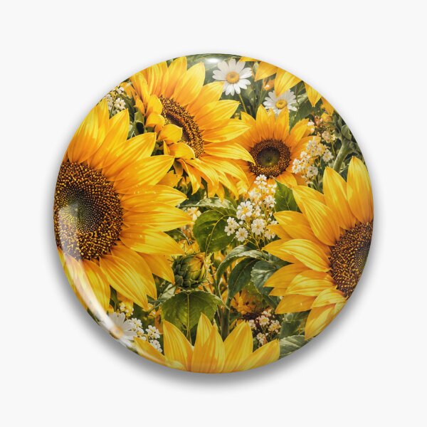 Item preview, Sunflower Pattern – Bright Yellow Blooms + White Daisies Floral Pattern designed and sold by FaithArt777.