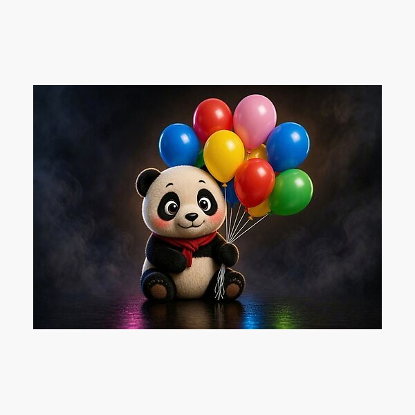 Item preview, Cute Chibi Panda with Colorful Balloons designed and sold by Breezes-of-Ida.
