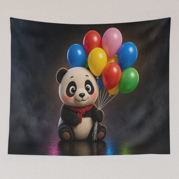 Item preview, Cute Chibi Panda with Colorful Balloons designed and sold by Breezes-of-Ida.