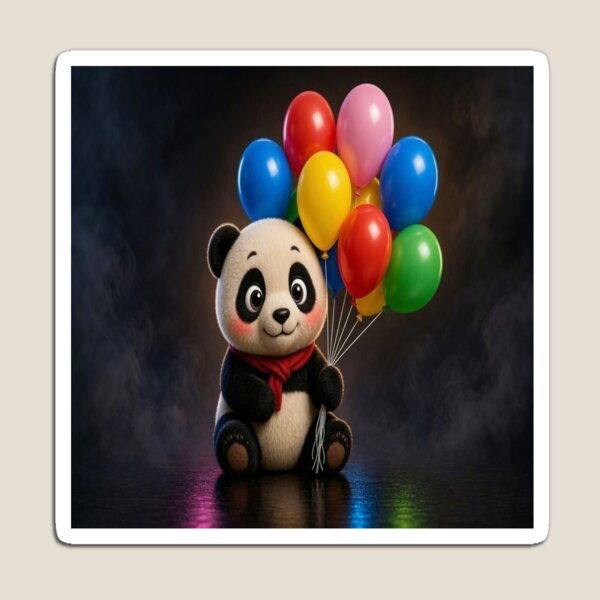 Item preview, Cute Chibi Panda with Colorful Balloons designed and sold by Breezes-of-Ida.
