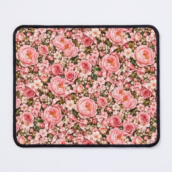 Item preview, Coquette Floral Pattern – Pink Roses + Satin Bows & Pearls designed and sold by FaithArt777.