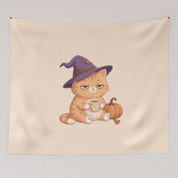 Item preview, Tired Witch Cat Halloween Coffee designed and sold by Moon's Arts.
