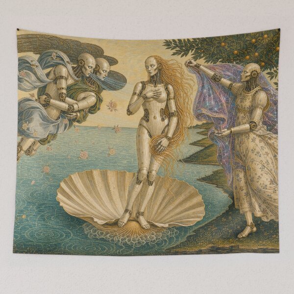Item preview, The Birth of a Digital Soul | Cyber Renaissance Art Cyber Renaissance Robot Art Print designed and sold by DMarquiseArt.