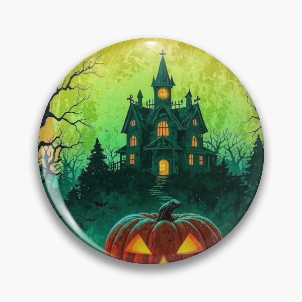 Item preview, Halloween Pumpkin Haunted House Moon Spooky Trees designed and sold by 1beachbum.