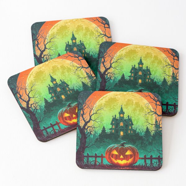 Item preview, Halloween Pumpkin Haunted House Moon Spooky Trees designed and sold by 1beachbum.