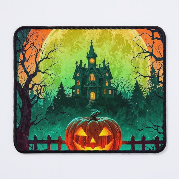 Item preview, Halloween Pumpkin Haunted House Moon Spooky Trees designed and sold by 1beachbum.