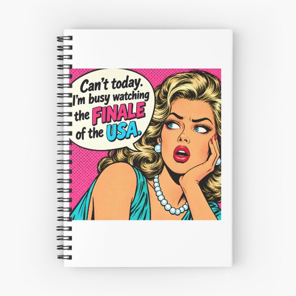 Item preview, Can't Today – Busy Watching the FINALE of the USA | Funny Pop Art TV Quote Gifts designed and sold by IRON SIREN.