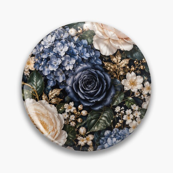 Item preview, Midnight Floral Pattern – Navy Blue Botanical + Gold Flowers designed and sold by FaithArt777.