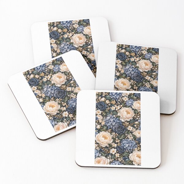 Item preview, Midnight Floral Pattern – Navy Blue Botanical + Gold Flowers designed and sold by FaithArt777.