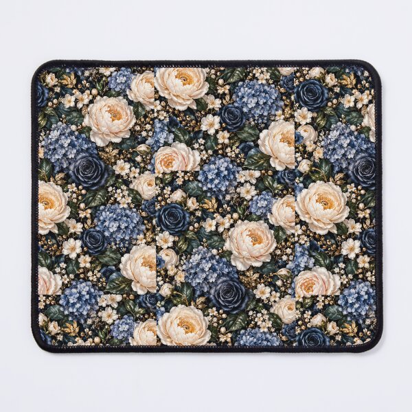 Item preview, Midnight Floral Pattern – Navy Blue Botanical + Gold Flowers designed and sold by FaithArt777.
